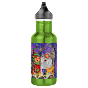 Couple Hugged Gnomes Singing Happy Christmas Song  Stainless Steel Water Bottle