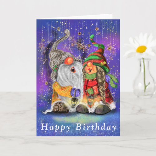 Couple Hugged Gnomes Singing Happy Song _ Birthday Card