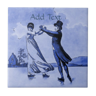 Couple Ice Skating  Tile, Dutch Look, Personalize Tile