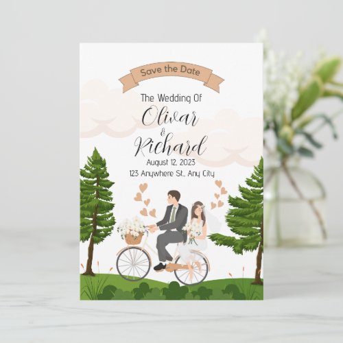 Couple Illustration Wedding invitations