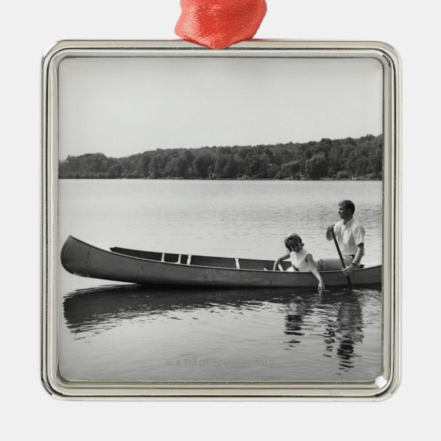 Couple in a Canoe Metal Ornament (Front)