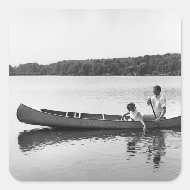 Couple in a Canoe Square Sticker (Front)