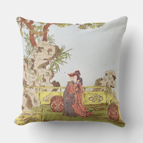 Couple in a Chinese garden from Ornaments of Chi Throw Pillow