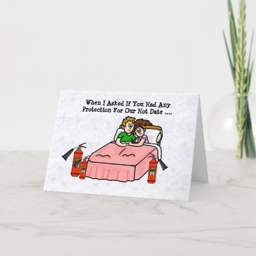 Couple In Bed With Fire Extinguishers Card