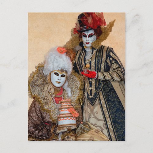 Couple in Carnival Costume Venice Postcard