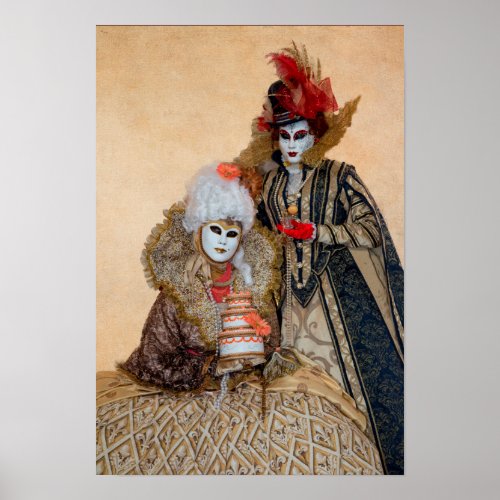 Couple in Carnival Costume Venice Poster