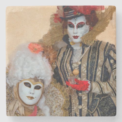 Couple in Carnival Costume Venice Stone Coaster