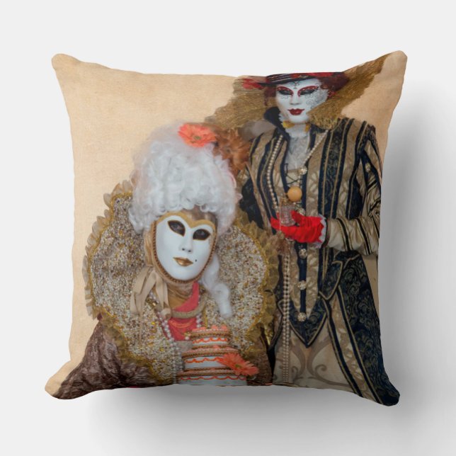 Couple in Carnival Costume, Venice Throw Pillow (Front)