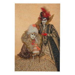 Couple in Carnival Costume, Venice Wood Wall Art