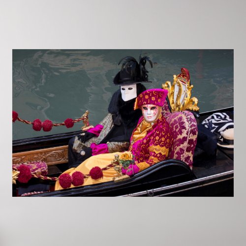 Couple In Gondola At Carnival Venice Poster