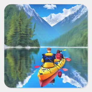 Couple in Kayak   Kayaking Themed Square Sticker