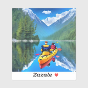 Couple in Kayak   Kayaking Themed Sticker
