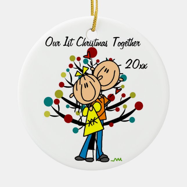 Couple in Love 1st Christmas Personalized Ornament (Front)