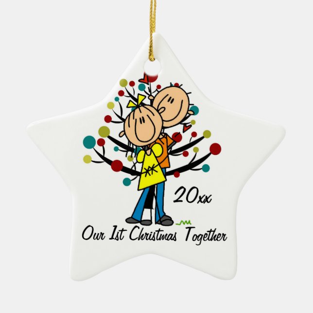 Couple in Love 1st Christmas Personalized Ornament (Front)