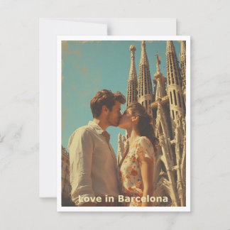 Couple in Love Barcelona Postcard