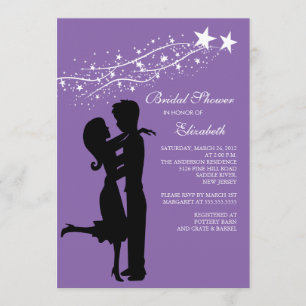 Couple in Love Bridal Shower Invitation Purple