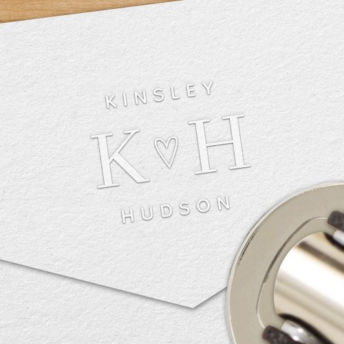 Couple in Love Heart Wedding Monogram Embosser