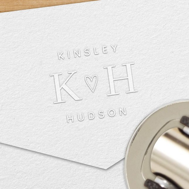 Couple in Love Heart Wedding Monogram Embosser (Creator Uploaded)