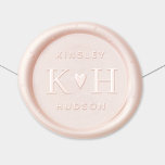 Couple in Love Heart Wedding Monogram Wax Seal Sticker<br><div class="desc">Elegant personalized wax seal features a modern monogram design with simple bold serif initials framed by the names of the bride and groom. A sweet little heart accents the design. This makes a beautiful accent for wedding invitations and day-of stationery.</div>