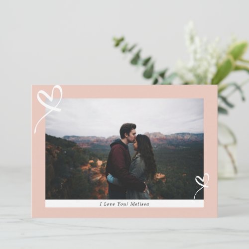Couple in Love I Modern Pink Photo Valentine Day Holiday Card