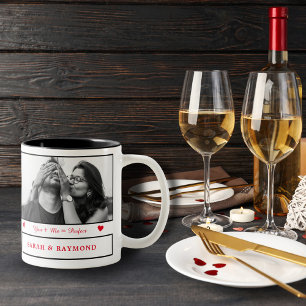Couple in Love I Personalized 2 Photos I B & W Two-Tone Coffee Mug