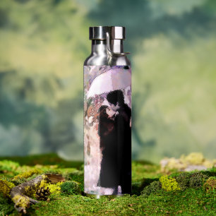 Couple in Love Kissing In The Rain Abstract Art Water Bottle