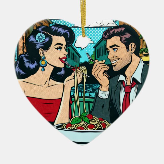 Couple in Love | Pop Art Ceramic Ornament (Front)