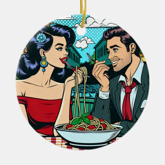Couple in Love | Pop Art Ceramic Ornament (Front)