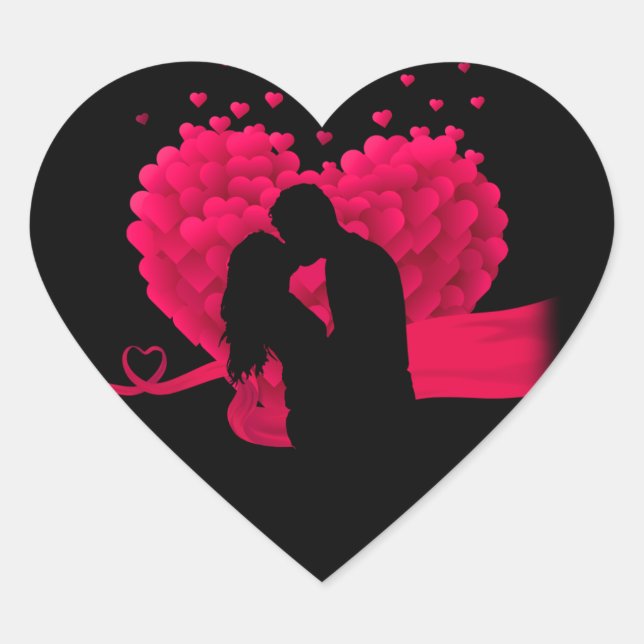 Couple in Love Red  Hearts Heart Sticker (Front)