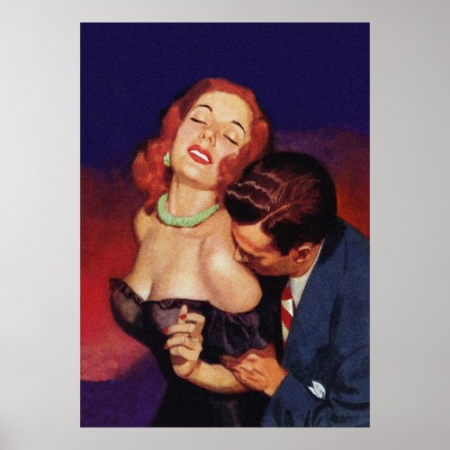 Couple in Love Retro Vintage Pulp Cover Art Poster