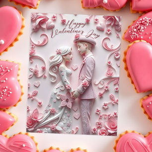 Couple in Love Romantic Pink Valentine's Day Postcard