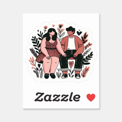 Couple in love valentine art sticker