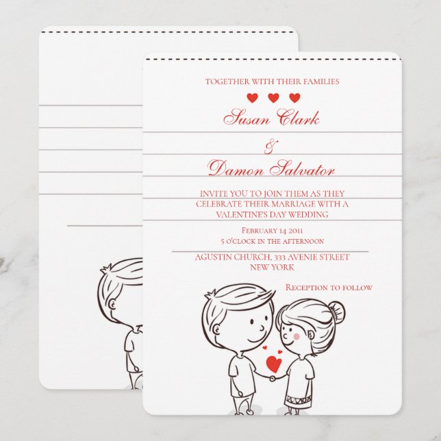Couple In Love Valentine's Wedding Day Invitation (Front/Back)