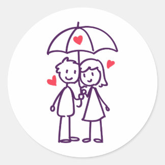 Couple in rain sticker