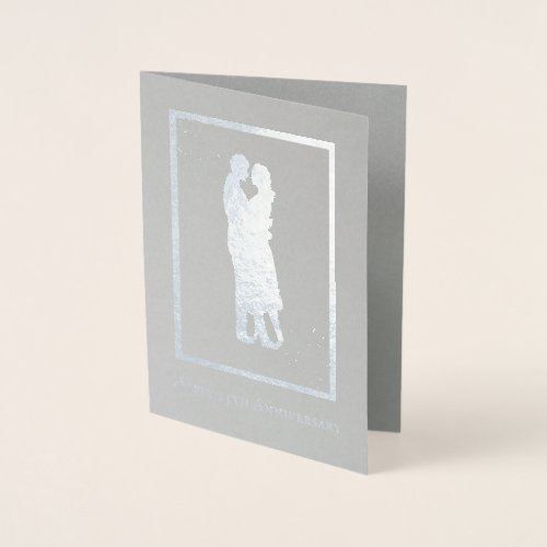 Couple in Silhouette Silver 25th Anniversary Foil Card