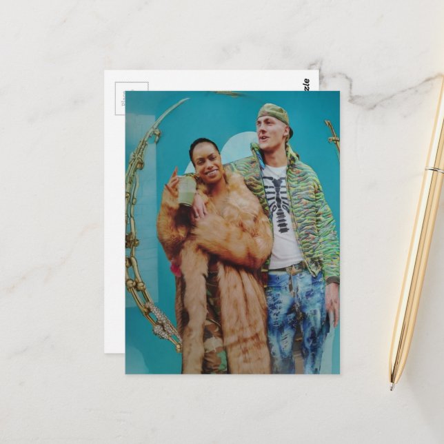 Couple in the gold and blue frame Collage Postcard (Front/Back In Situ)