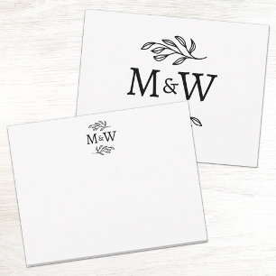 Couple Initial Monogram Botanical Elegant Note Card