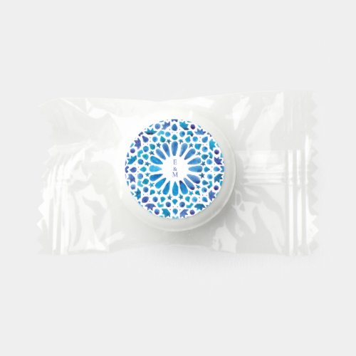 Couple Initials Blue Watercolor Arabic Tile Life Saver Mints