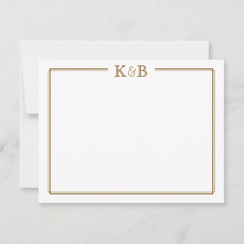 Couple Initials His Hers Monogram Brown Stationery Note Card
