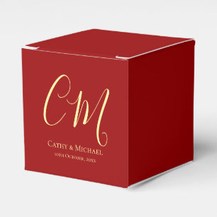 Couple initials modern Chinese wedding red Favor Boxes