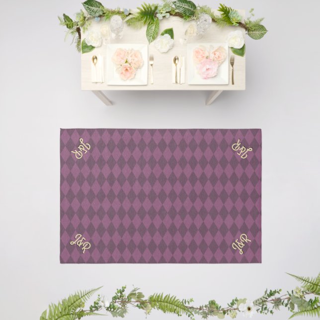 Couple Initials on Damson and Plum Celebration Outdoor Rug (Insitu (Wedding 2))