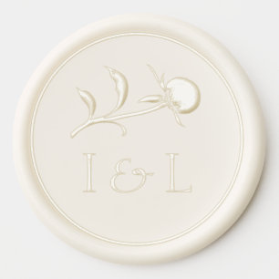 Couple Initials & Rosebud Wedding Wax Seal Sticker