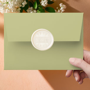 Couple Initials Simple Elegant Floral Wax Seal Sticker