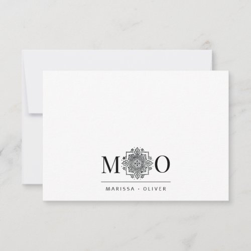 Couple Jewel Motif Ampersand Monogram Note Card