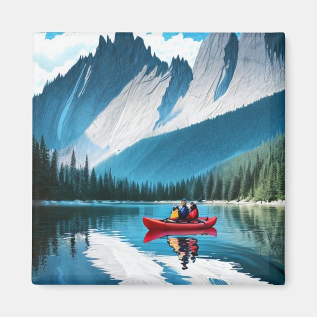 Couple Kayaking Themed Magnet (Front)