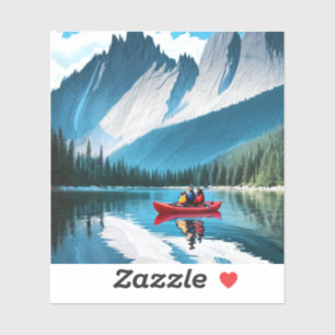 Couple Kayaking Themed Sticker