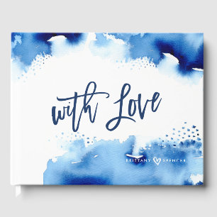 COUPLE KEEPSAKE blue watercolor handlettered Guest Book