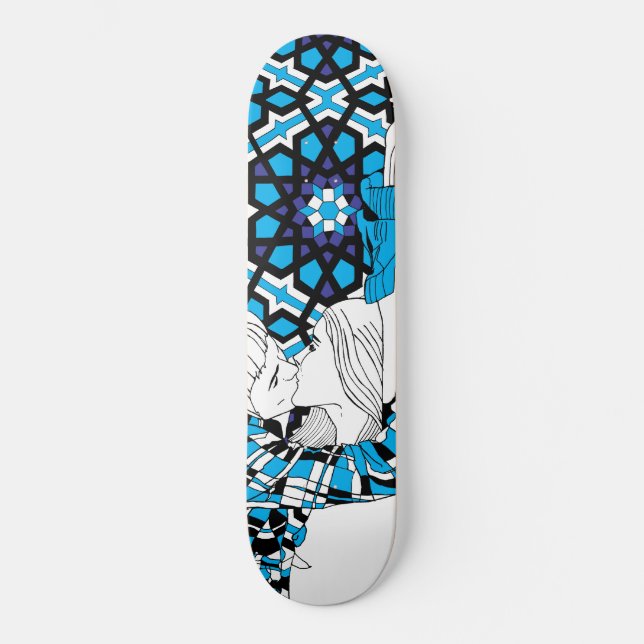 Couple Kiss by Keren Richter Skateboard Deck (Front)