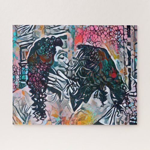 Couple Kissing  Colorful Abstract Jigsaw Puzzle