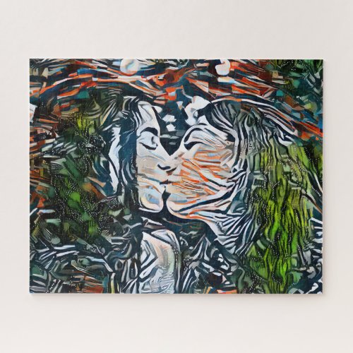 Couple Kissing  Colorful Abstract Jigsaw Puzzle
